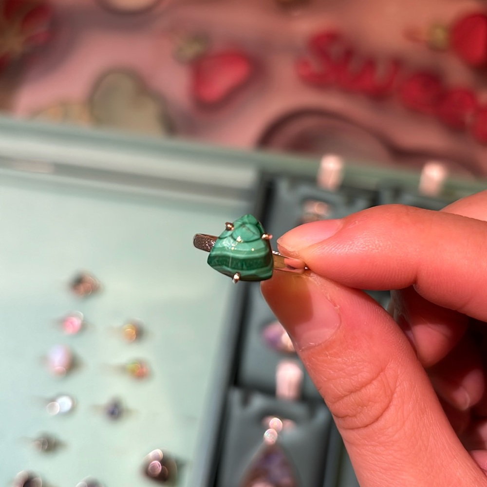 Malachite sterling silver ring size 9